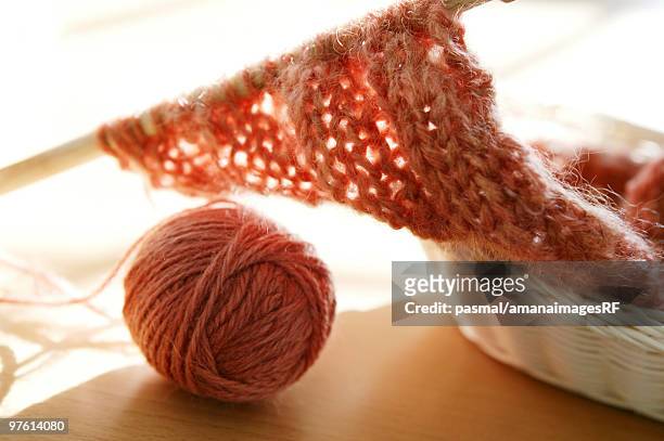 ball of yarn and knitting - creative rf stock pictures, royalty-free photos & images