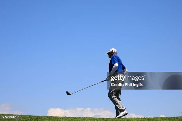 Peter Fowler of Australia in action during the second round of the 2018 Senior Italian Open presented by Villaverde Resort played at Golf Club Udine...