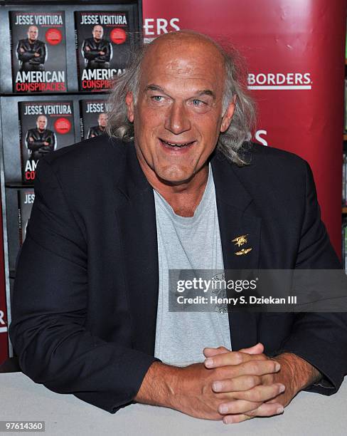 Governor Jesse Ventura promotes "American Conspiracies" at Borders Wall Street on March 10, 2010 in New York City.