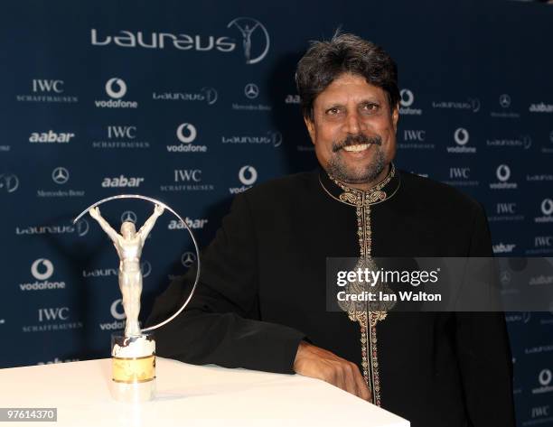 Kapil Dev arrives at the Laureus World Sports Awards 2010 at Emirates Palace Hotel on March 10, 2010 in Abu Dhabi, United Arab Emirates.