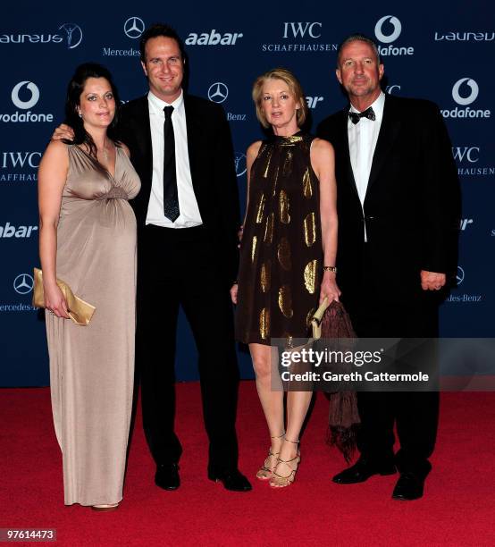 Ian Botham and wife Kath with Michael Vaughan and his wife Nichola arrive at the Laureus World Sports Awards 2010 at Emirates Palace Hotel on March...