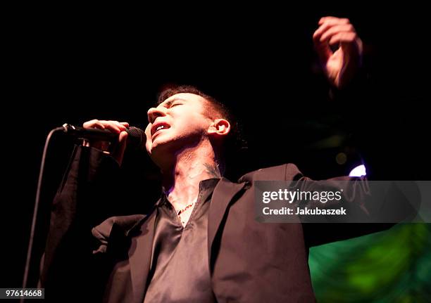 Singer Marc Almond performs live with band during a concert at the Admiralspalast on March 10, 2010 in Berlin, Germany. The concert is part of the...