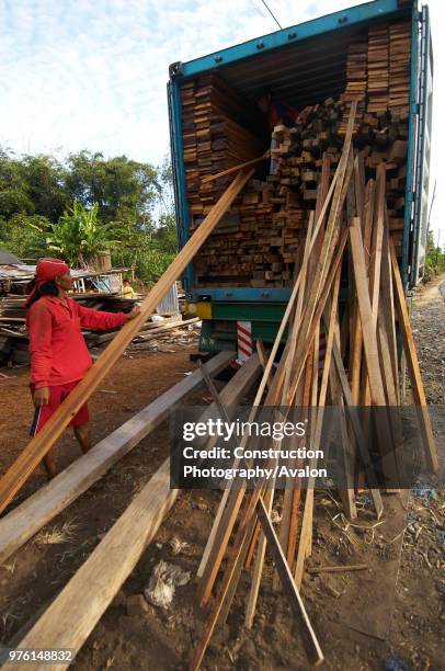 Indonesia, North Sulawesi, near Bitung, Wooden houses factory, Theses houses ares sold as kit abroad.