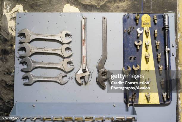 Industrial spanners and wrenches.