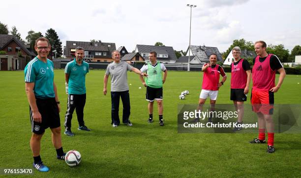 Maik Halemeier, DFB coach and Markus Nadler, DFB manager coach education lead a training during the DFB-Elite-Youth Coach-Training-Workshop at...