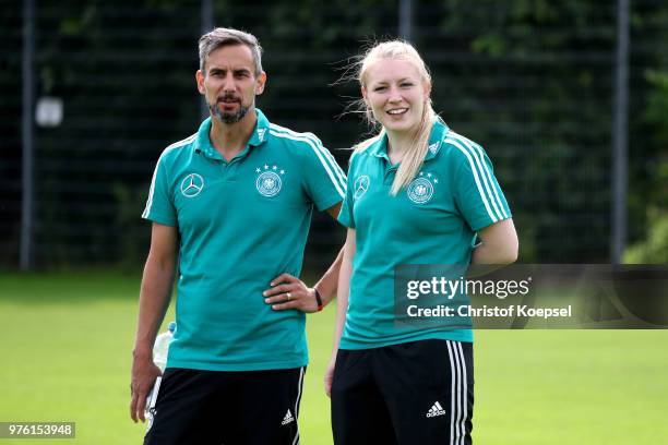 Markus Nadler, DFB manager coach education and and Chiara Nickel, DFB manager coach education are seen during the DFB-Elite-Youth...