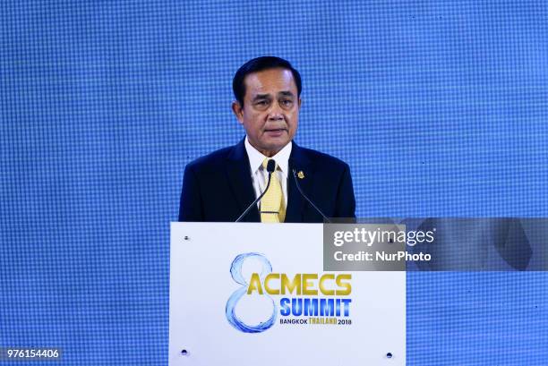 Thailands Prime Minister Prayut Chan-o-cha delivers a speech during the opening ceremony of the 8th Ayeyawady Chao Phraya Mekong Economic Cooperation...