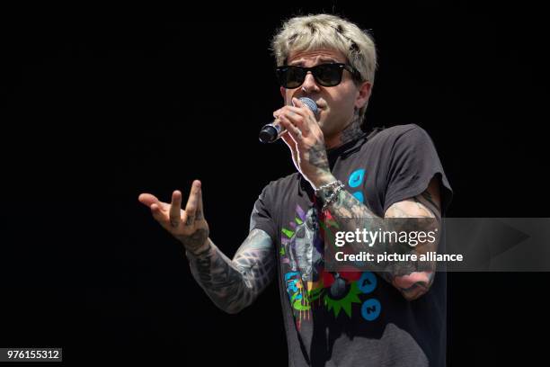 May 2018, Germany, Nuremberg: Singer of the US alternative rock band The Neighbourhood standing on stage at the open air festival 'Rock im Park'....