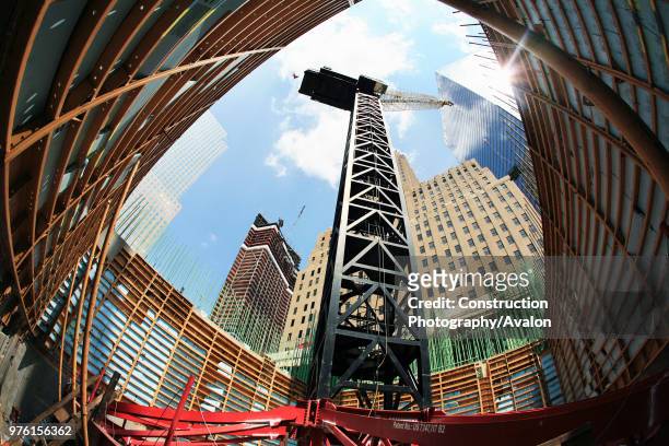 Tower crane at Tower One site, Lower Manhattan, New York City, USA.