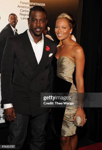 Lance Gross and Eva Marcille attend the premiere of "Our Family Wedding" at AMC Loews Lincoln Square 13 theater on March 9, 2010 in New York City.