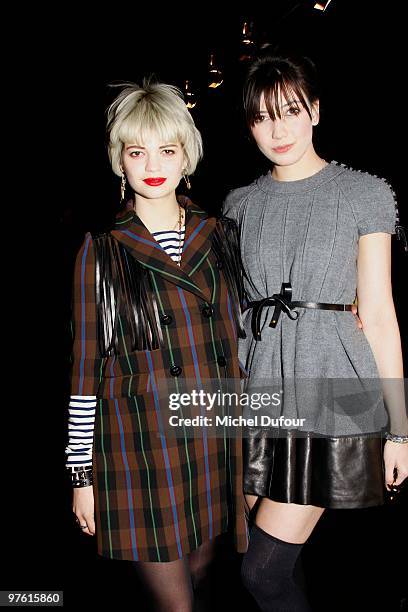Pixie Geldof and Daisy Lowe attends the Louis Vuitton Ready to Wear show as part of the Paris Womenswear Fashion Week Fall/Winter 2011 at Cour Carree...