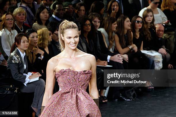 Elle McPherson walks the runway during the Louis Vuitton Ready to Wear show as part of the Paris Womenswear Fashion Week Fall/Winter 2011 at Cour...