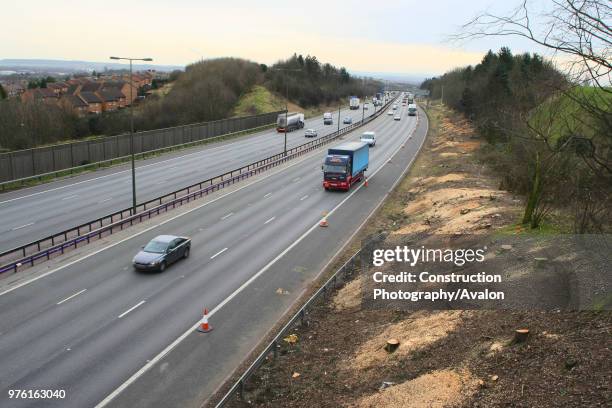 Widening project after tree clearance between junctions 25 and 28, Nottinghamshire, UK, February 2008.