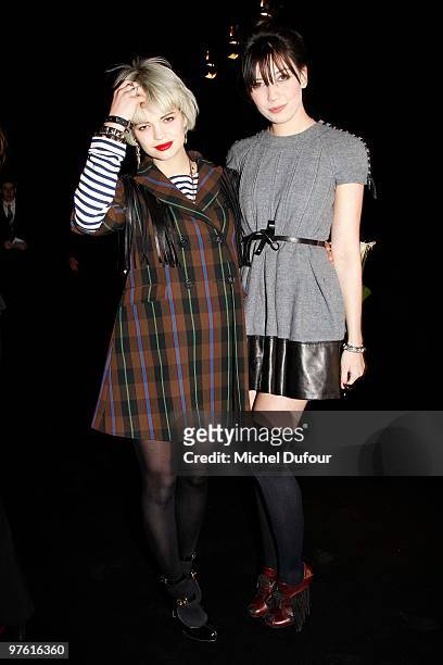 Pixie Geldof and Daisy Lowe attend the Louis Vuitton Ready to Wear show as part of the Paris Womenswear Fashion Week Fall/Winter 2011 at Cour Carree...