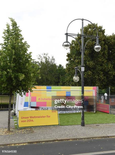 The 2014 World Cup winning goal from the Maracana-Stadium is on display at the Berliner Fanmeile on June 16, 2018 in Berlin, Germany.