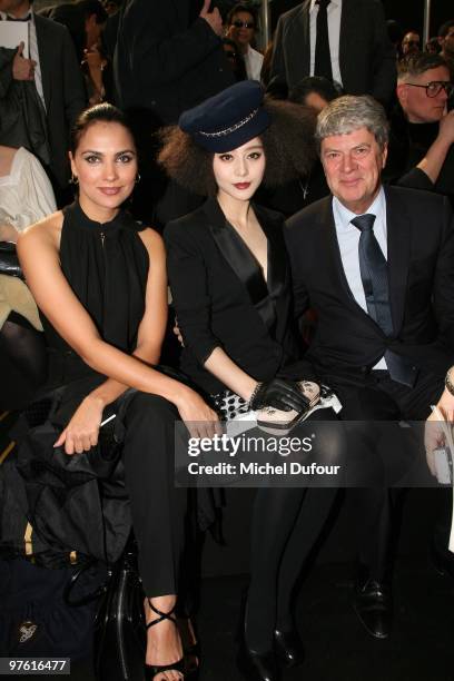 Lara Dutta, Fan Bingbing and Yves Carcelles attend the Louis Vuitton Ready to Wear show as part of the Paris Womenswear Fashion Week Fall/Winter 2011...