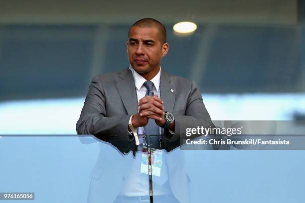 Former France player David Trezeguet looks on before the 2018 FIFA World Cup Russia group D match between Argentina and Iceland at Spartak Stadium on...