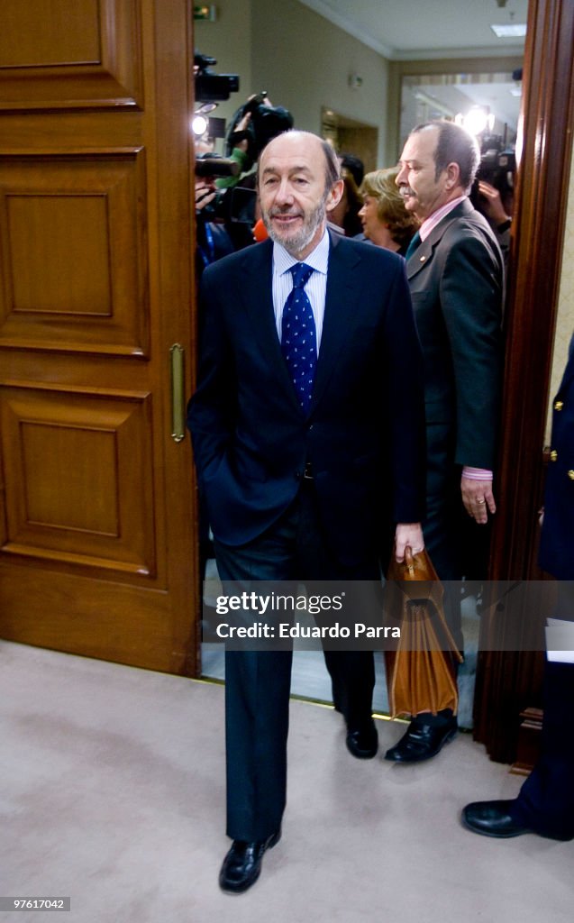 Alfredo Perez Rubalcaba and Miguel Angel Moratinos Attend Spanish Congress