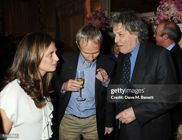 Guest, Luke Johnson and Tom Stoppard attend the Nancy Mitford 'Wigs on the Green' reissue party held by Catherine Ostler and the Dowager Duchess of...