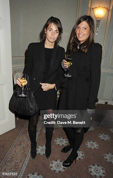 Marina Hanbury and Amanda Sheppard attend the Nancy Mitford 'Wigs on the Green' reissue party held by Catherine Ostler and the Dowager Duchess of...
