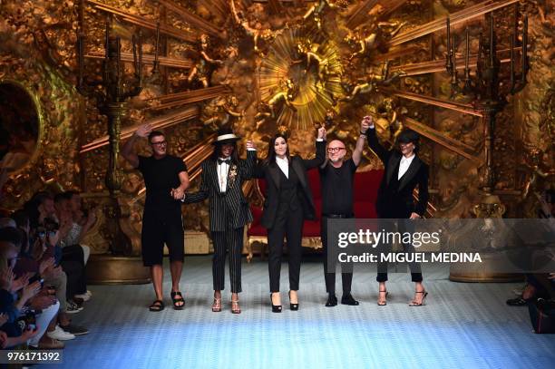 Italian fashion designer Stefano Gabbana, British model Naomi Campbell, Italian model and actress Monica Bellucci, Italian fashion designer Domenico...