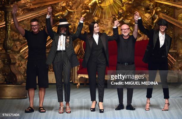 Italian fashion designer Stefano Gabbana, British model Naomi Campbell, Italian model and actress Monica Bellucci, Italian fashion designer Domenico...