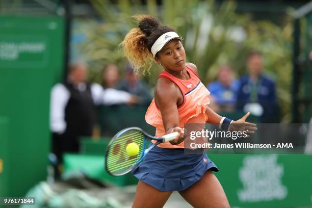 Naomi Osaka of Japan during Day Eight of the Nature Valley open at Nottingham Tennis Centre on June 16, 2018 in Nottingham, England.