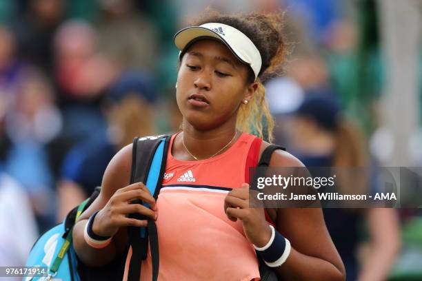 Naomi Osaka of Japan during Day Eight of the Nature Valley open at Nottingham Tennis Centre on June 16, 2018 in Nottingham, England.