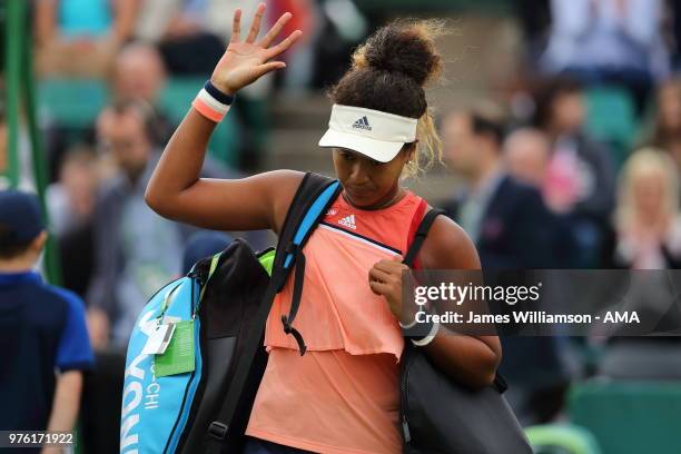 Naomi Osaka of Japan during Day Eight of the Nature Valley open at Nottingham Tennis Centre on June 16, 2018 in Nottingham, England.