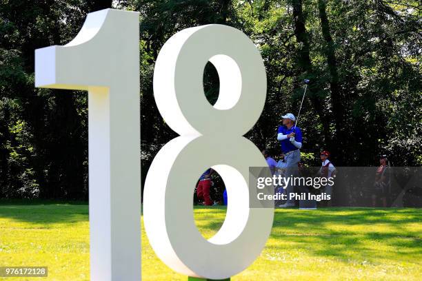 Peter Fowler of Australia in action during the second round of the 2018 Senior Italian Open presented by Villaverde Resort played at Golf Club Udine...