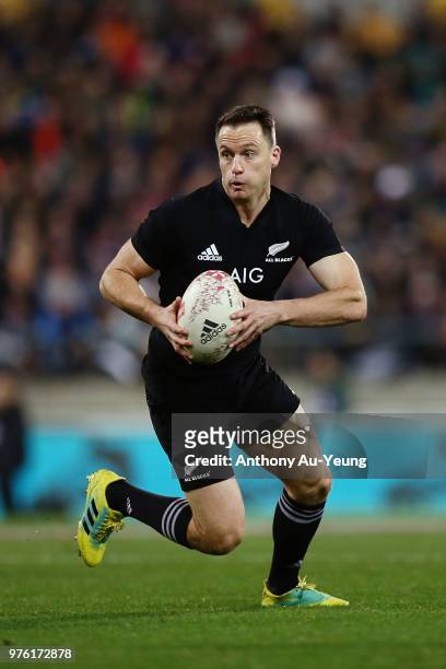 Ben Smith of the All Blacks in action during the International Test match between the New Zealand All Blacks and France at Westpac Stadium on June...