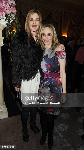 Trinny Woodall and guest attend the Nancy Mitford 'Wigs on the Green' reissue party held by Catherine Ostler and the Dowager Duchess of Devonshire,...