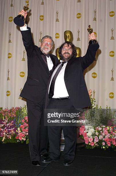 Producer Barrie M. Osborne and director Peter Jackson, winners of Best Picture for "The Lord of the Rings: The Return of the King"