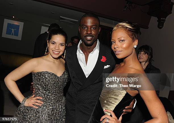 America Ferrera, Lance Gross,and Eva Marcille attend the after party for the premiere of "Our Family Wedding on March 9, 2010 in New York City.