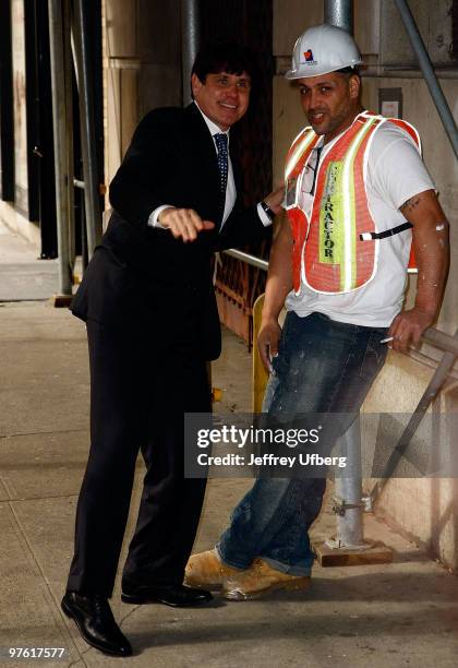 Ex-Governor Rod Blagojevich visits "Late Show With David Letterman" at the Ed Sullivan Theater on March 10, 2010 in New York City.