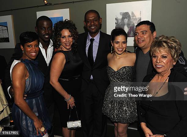 Regina King, Lance Gross, Diana Maria Riva, Forest Whitaker, America Ferrera, Carlos Mencia, and Lupe Ontiveros attend the after party for the...