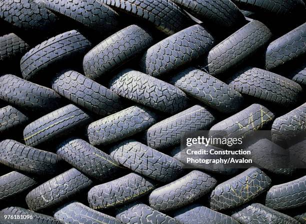 Used tyres at collecting point.