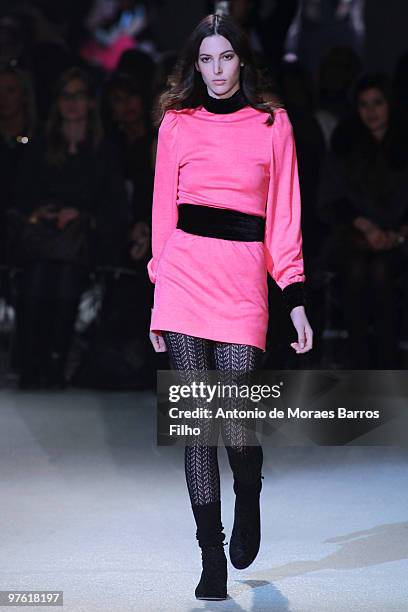 Model walks the runwayduring the Paul & Joe Ready to Wear show as part of the Paris Womenswear Fashion Week Fall/Winter 2011 at Halle Freyssinet on...