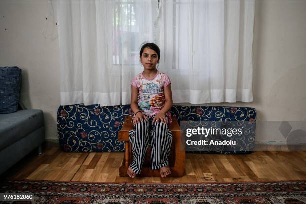 4th grade Syrian student Gazel al Allus who fled from her country due to ongoing civil war and continue to live in Turkey with her mother and...