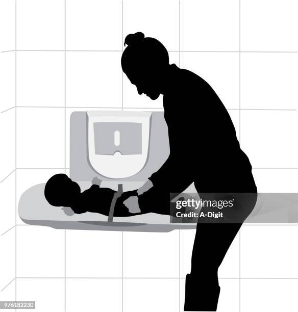 baby change table - changing nappy stock illustrations