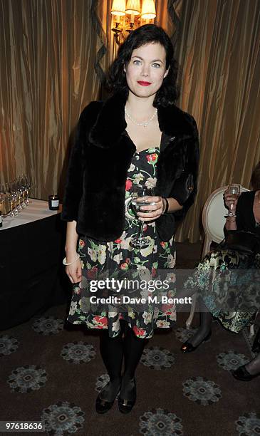 Jasmine Guinness attends the Nancy Mitford 'Wigs on the Green' reissue party held by Catherine Ostler and the Dowager Duchess of Devonshire, in...