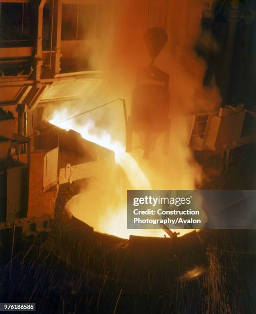 Furnace, Pouring Molten Steel in Foundry.