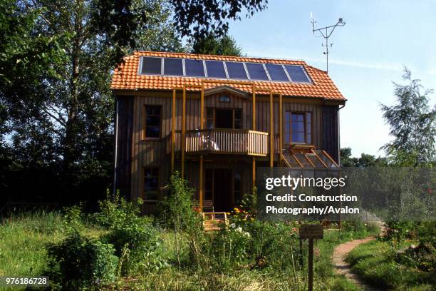 Ecology, single family house with sustainable solar energy .