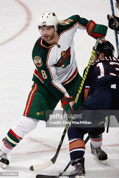 Brent Burns of the Minnesota Wild skates against the Edmonton Oilers on March 5, 2010 at Rexall Place in Edmonton, Alberta, Canada.