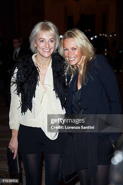 Vanessa Bruno and Estelle Lefebure attend the Yves Saint Laurent Exhibition at Le Petit Palais on March 10, 2010 in Paris, France.