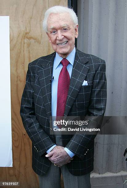 Personality Bob Barker attends the dedication ceremony for PETA's Los Angeles office "The Bob Barker Building" on March 10, 2010 in Los Angeles,...
