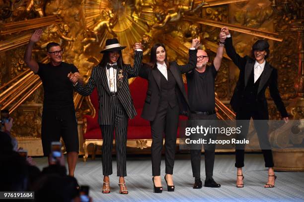 Stefano Gabbana; Naomi Campbell; Monica Bellucci; Domenico Dolce and Marpessa walk the runway at the Dolce & Gabbana show during Milan Men's Fashion...