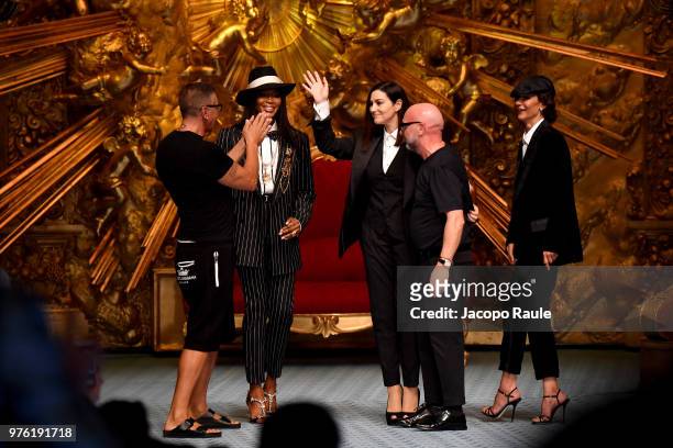 Stefano Gabbana; Naomi Campbell; Monica Bellucci; Domenico Dolce and Marpessa walk the runway at the Dolce & Gabbana show during Milan Men's Fashion...