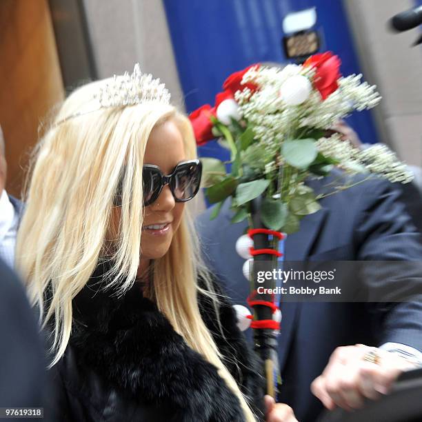 Jamie Jungers wins first place in Howard Stern's Mistress Beauty Pageant outside of SIRIUS XM Studio on March 10, 2010 in New York City.