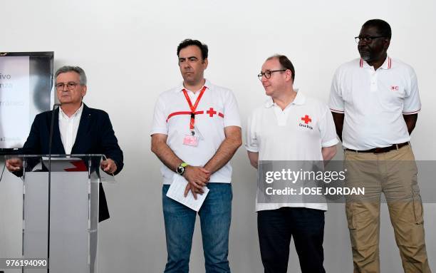 Provincial President of the Spanish Red Cross in Valencia Rafael Gandia, head of the Spanish Red Cross emergency unit Inigo Vila, head of the Spanish...